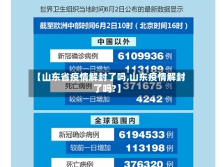 【山东省疫情解封了吗,山东疫情解封了吗?】