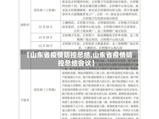 【山东省疫情防控总结,山东省疫情防控总结会议】