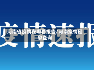 河南省疫情在哪看报告/河南疫情回家查询