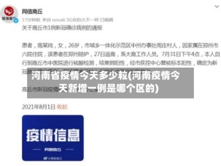 河南省疫情今天多少粒(河南疫情今天新增一例是哪个区的)