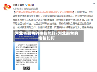 河北省邢台的疫情怎样/河北邢台的疫情如何