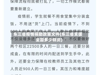 东三省疫情捐助政策文件(东三省支援全国多少物资)