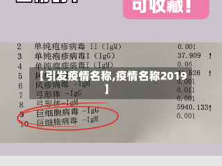 【引发疫情名称,疫情名称2019】