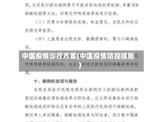 中医疫情诊疗方案(中医疫情防控措施)
