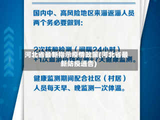 河北省最新指示疫情政策(河北省最新防疫通告)
