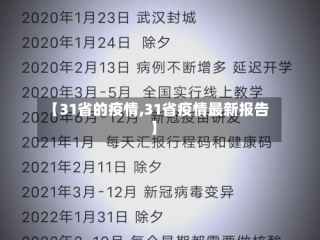 【31省的疫情,31省疫情最新报告】