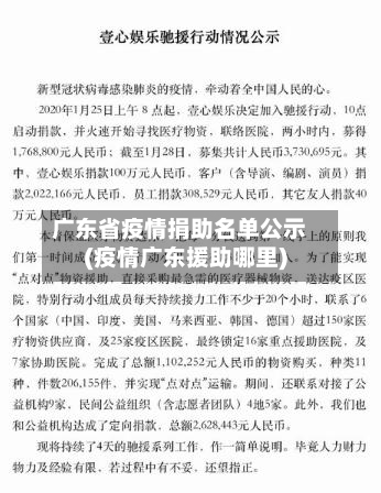 广东省疫情捐助名单公示(疫情广东援助哪里)-第1张图片