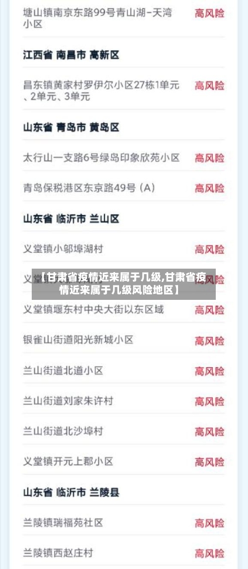 【甘肃省疫情近来属于几级,甘肃省疫情近来属于几级风险地区】-第1张图片