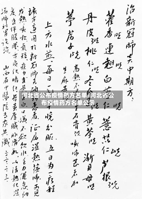 河北省公布疫情药方名单/河北省公布疫情药方名单公示-第1张图片