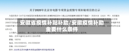 安徽省疫情补贴补助/安徽疫情补助金要什么条件-第2张图片