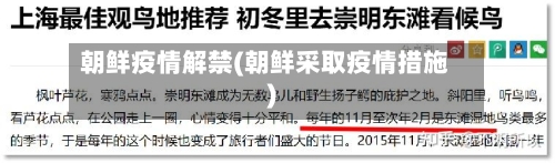 朝鲜疫情解禁(朝鲜采取疫情措施)-第1张图片